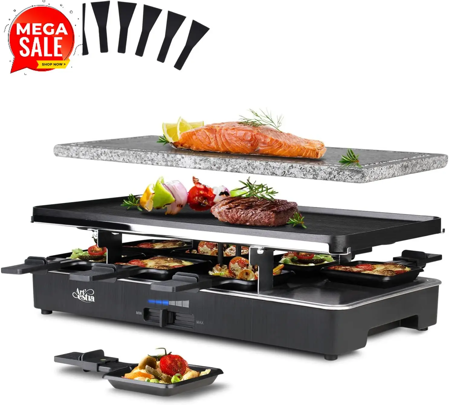 Raclette Grill Table - 1700W 라클렛 전기 파티 그릴 (6-8인용)